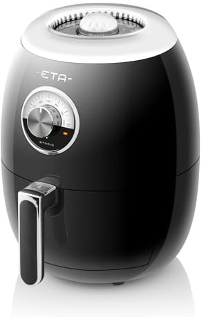 ETA Heißluftfritteuse Storio I 3 l herausnehmbarer Antihaftbehälter I 2,6 l abnehmbarer Frittierkorb I 1350 Watt I 80-200°C I Sicherheitsthermoschutz I Timer I