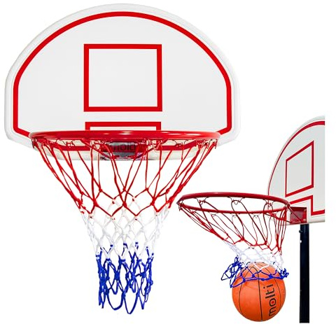 molti Basketballkorb Outdoor Wandmontage mit Brett 73x49 cm Basketballkorb Set Ø43 cm stabile Stahlkonstruktion wetterfest inklusive Netz und Montagematerial für Garten Garage und Indoor