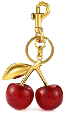Ruzister Shimmering Glitter Cherry Bag Charm - Accessoire porte-clés cerise accrocheur pour personnaliser les sacs à main, sacs et sacs à main