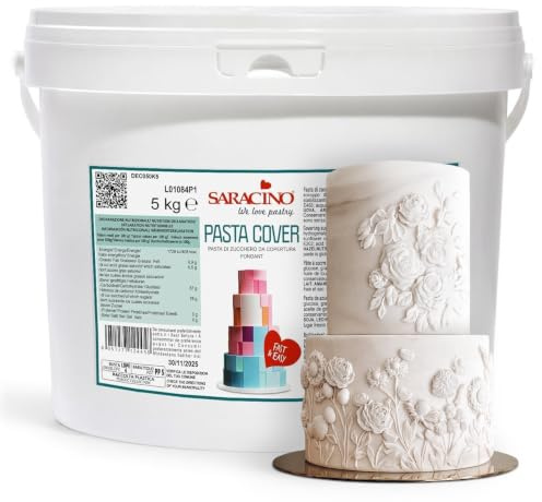 SARACINO We love pastry Pasta Cover Bianca - Pasta di Zucchero per Copertura Dolci, Secchiello da 5 kg, Consistenza Perfetta