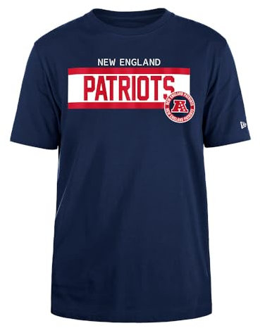 NEW ENGLAND PATRIOTS Unisex NFL Regular High Density Ink Screenprint Front Graphic Original Team Color T-Shirt, Navy, L EU