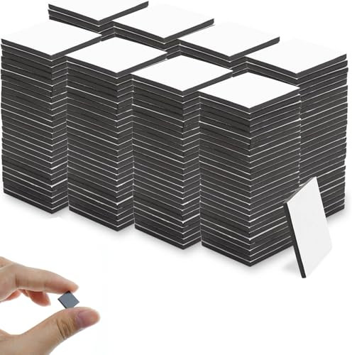 200 placas magnéticas autoadhesivas, 10 x 10 x 1 mm, imanes adhesivos para pegar, 3 M de color negro, tiras magnéticas cuadradas, mini imanes planos para frigorífico, escuela, familia, oficina,