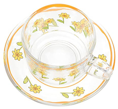 SHOWERORO 4 Ensembles Tasse À Thé De L'Après-Midi Avec Soucoupe Tasse À Café Turque Tasse À Thé Délicate Tasse À Thé Chinoise Tasse À Boisson Claire Tasse À Café Pour Tasse Et Soucoupe