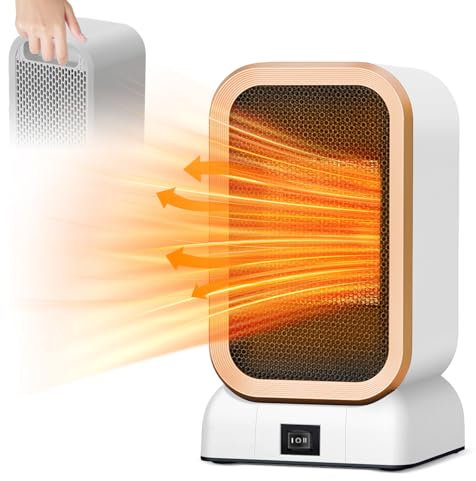 Journeyside Stufetta Elettrica Basso Consumo, Mini Stufetta Elettrica Ceramica 1000w, Termostato Regolabile, 2 Impostazioni di Temperatura, per Camper, Ufficio Riscaldamento di Camere Da Letto