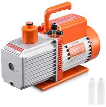 VEVOR Pompa per Vuoto 9 CFM, Pompa per Vuoto a Palette Rotanti 2 Stadi HVAC per Sistemi Kit Pompa per Vuoto AC per Auto con Contenitore per Olio per Manutenzione Aria Condizionata da Veicoli