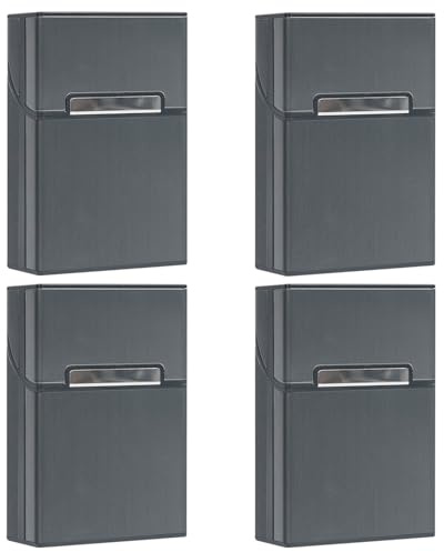 pitilleras ligeras, caja de cigarrillos de aluminio, caja de cigarrillos de metal, con cierre magnético abatible, para mujeres y hombres (gris 4)