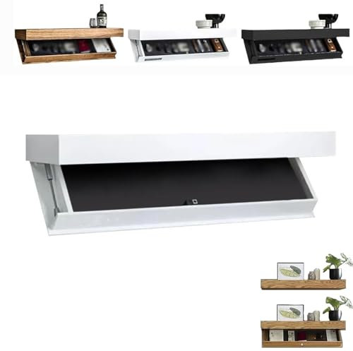 YUNDUAN Designer Regal mit Geheimfach,Modernes Wandboard mit Verstecktem Fach, Schwebendes Regal mit Schublade, Möbel mit Geheimfach für Wohnzimmer & Büro,Elegantes Design
