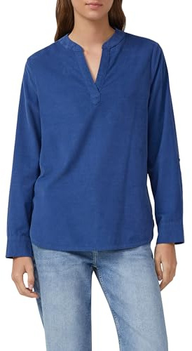 s.Oliver Damen Bluse – Feincord, verlängerter Rückensaum, Raffung