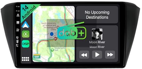YUNTX [DAB-4G+64G] Android 14 Autoradio für Skoda Fabia 2015-2021-[Integriertes DAB+/CarPlay/Android Auto/DSP/GPS]-9” IPS 2.5D Touch-Screen-MIC+Kamera-USB/MirrorLink/Bluetooth