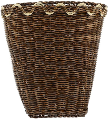 SHINEOFI Mülleimer eleganter Abfallkorb Quadratmüll kann Bad Pop Wurf Rattan ablagekörbe kühlkorb einkaufskorb trash cans Mülltonne im pastoralen Stil Korb aus geflochtenem Papier Abs Brown