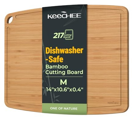 Keechee Dishwasher Safe Bamboo Cutting Board, Lightweight & Durable Wood Cutting Board, Reversible with Juice Groove, Easy to Store & Clean, Ideal Kitchen Gift for Home Cooks