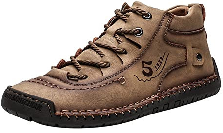 Scarpe da ginnastica da uomo con lacci in pelle piatta da uomo con fondo morbido scarpe sportive per corsa, camminata, escursionismo, scarpe casual Mid Top, scarpe da ginnastica atletiche con supporto