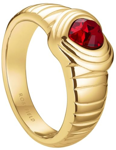 Rosefield Damenring Herz Goldfarben Roter Kristall JRRH54G-J1000 Ringgröße 54/17,2