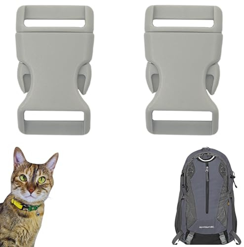 YJFY 2 Stück Steckschnalle Schnallen Kunststoff Klickverschluss Kunststoff-Schnallen clips Steckverschluss Steckschnalle Für Rucksäcke, Gepäck, Halsbänder für Haustiere (Hellgrau, 25 mm)
