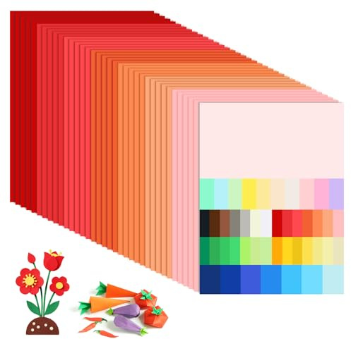 MUWINC Rotes Verlaufskarton, 35 Blätter, 180g/m² Tonpapier A4 Bunt | 7 Farben, Zum Schreiben, Malen und Origami, für Festtagsdekoration, Bastelarbeiten