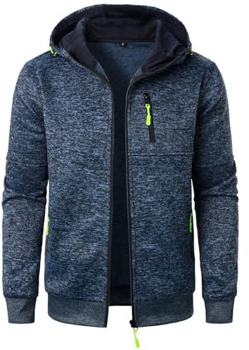 uxxnjfg Felpa Uomo con Cappuccio con Zip Autunno Pullover Maglione Uomo Invernale Trekking Imbottita Termica Primaverile Sweatshirt Felpa da Lavoro Running Pile Abbigliamento(Marina,3XL)
