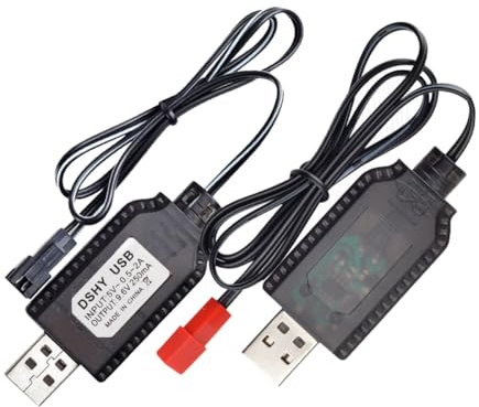 Durlo 2 PCS 9.6V USB Charger Cable with JST 2 Pin s Compatible RC Car, Plane, Tank, Boat and Other Remote Control Plaything