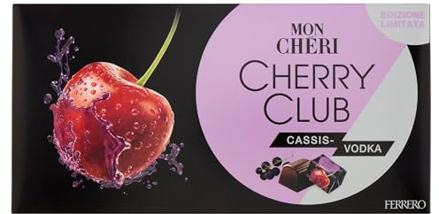 Mon Cheri Cherry Club Cassis Winteredition 2025, 15 Pralinen, Kirsche in Wodka mit Cassis, 157g