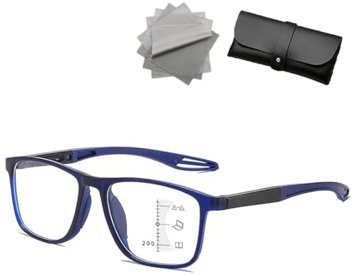 DPKSML Banogalle Brille, Banogalle Automatik Brille, Ultraleichte und bequeme Anti-Blaulicht-Brille für Presbyopie, Anti-Blaulich Intelligente Zoom Automatische Brillen (Schwarz-blau,+4.0)