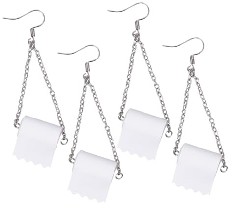 KOMBIUDA 2 Pairs Toilet Roll Paper Earrings Creative Alloy Eardrop Jewelry for Women Fashion Lightweight Unique Accessory Daily Party Wear