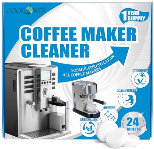 OOOFLOWER 24 Stück Entkalkungstabletten für Kaffeemaschinen & Wasserkocher, Einzellverpackung, Schnell auflösend, Sanft, Sicher, Universell passend für alle Geräte