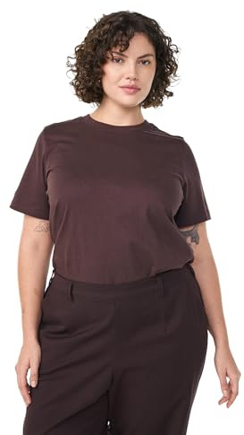 Zizzi Damen Große Größen T-Shirt Baumwolle Kurze Ärmel Größe Gr L Chocolate Plum