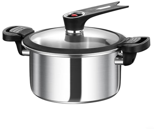BlesConi Druck-Kochtopf 3,5 L, Multifunktionales Schnellkochgeschirr aus Edelstahl mit Antihaftbeschichtung, für Dünsten, Garen und langsames Kochen, geeignet für offene Flamme, inkl. Deckel (Si