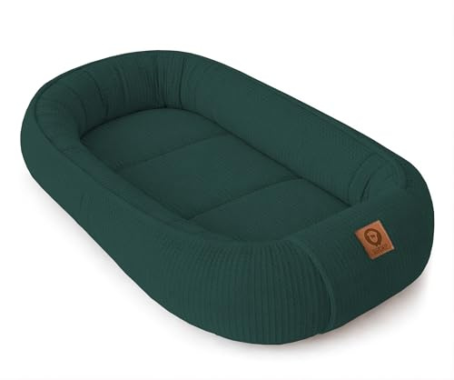Babynestchen Neugeborene – Babynest aus Waffelpique Baumwolle – Nestchen Baby für Babybett & Kinderbett – Babykokon Tragbar – OEKO-TEX zertifiziert – Zubehör Babybett - Flaschenfarbe Waffelpique