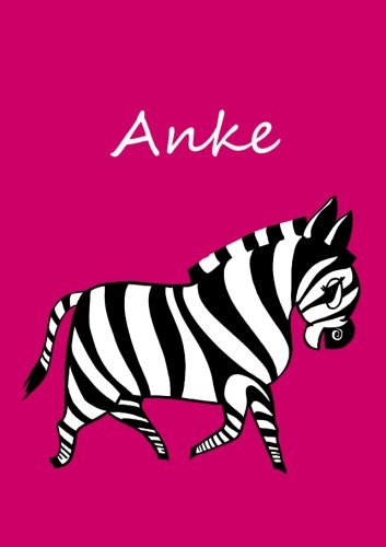 personalisiertes Malbuch / Notizbuch / Tagebuch - Anke: A5 - Zebra - blanko