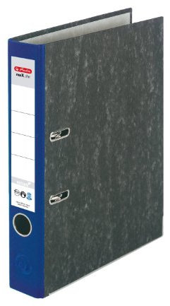 Herlitz 11012382 Ordner maX.file nature A4 5cm blau, Wolkenmarmorbezug/Papier grau 5er Packung