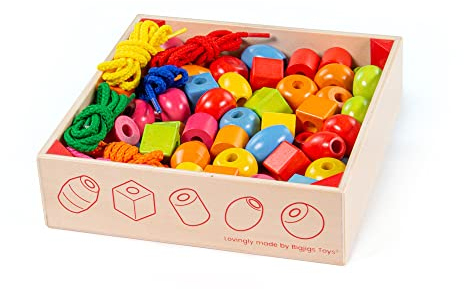 Bigjigs Toys Glas mit Perlen zum Auffädeln