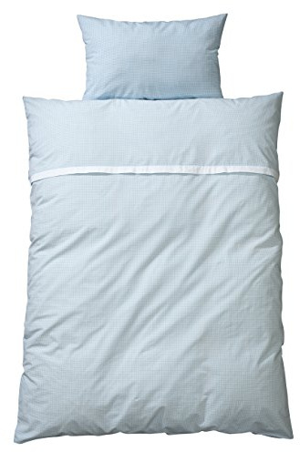 wellyou, Kinder Bettwäsche, Vichy-Karo, 100% Baumwolle, Maß 135x200 und 80x80 Kissen hellblau-weiß