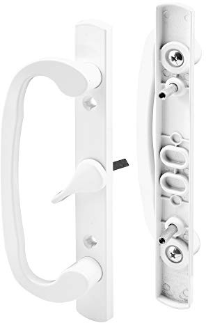 Prime-Line C 1317 Mortise Style Sliding Patio Door Handle Set - Replace Old or Damaged Door Handles Quickly – White Diecast, Non-Keyed, Fits 3-15/16 in. Hole Spacing (Single Pack)