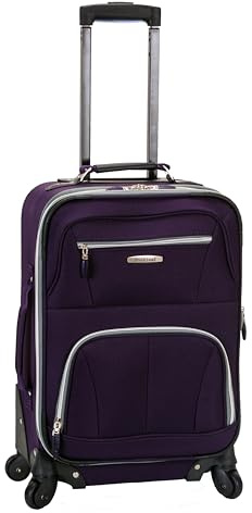 Rockland Pasadena Expandable Spinner Carry-on 19, Purple