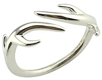 ELBLUVF 925 Sterling Silber Hirsch verstellbar Antler Ring 2.2 g