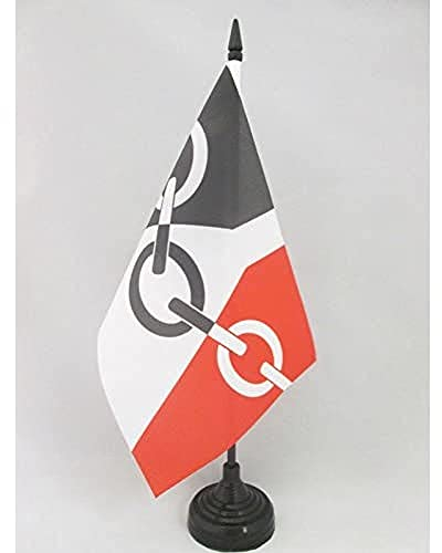 AZ FLAG - Black country Table Flag 5'' x 8'' - Black country Office Flag 100% Polyester 21 x 14 cm - Mini Desk Flag with 10'' Pole and Black Plastic Base
