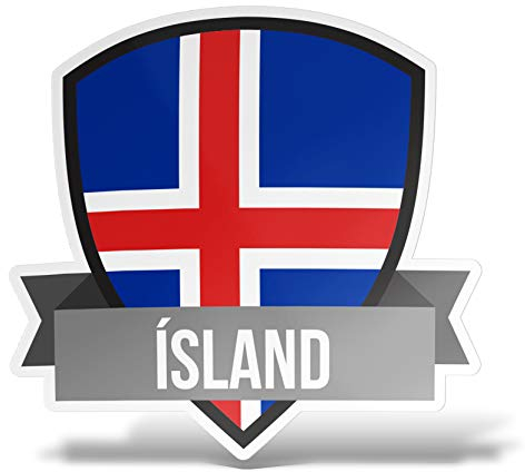 erreinge Aufkleber Island-Flaggen-Schild geformte Kleber PVC für Abziehbild Tapete Auto Moto Helm Camper Laptop - 10 cm
