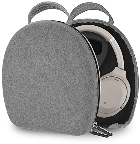 Geekria Shield Headphones Case Compatible with Sony WH-1000XM4, WH-1000XM3, WH-CH720n, Replacement Protective Hard Shell Carrying Bag with Cable Storage (Microfiber Grey)