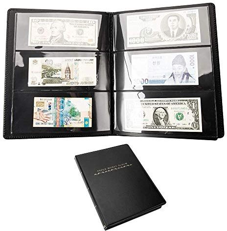 Librao Geldschein-Album, 60 Fächer, Papiergeldkollektion, Leder, Ticket-Album, für Geldscheine