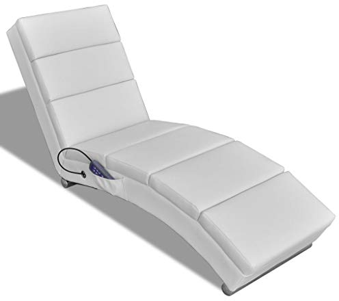 Tidyard Relaxliege Liegesessel Chaiselongue Elektro Massageliege mit W?rmebehandlung, 51 x 155 x 73 cm (W x T x H), Schwarz/Wei? Optional