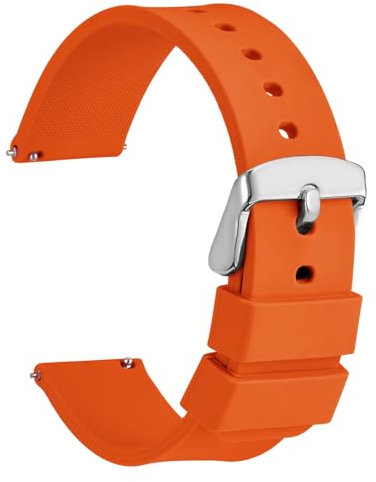 WOCCI 24mm Bracelet de Montre Silicone avec Boucle Argentée pour Femme et Homme (Orange)