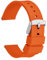 WOCCI 24mm Bracelet de Montre Silicone avec Boucle Argentée pour Femme et Homme (Orange)