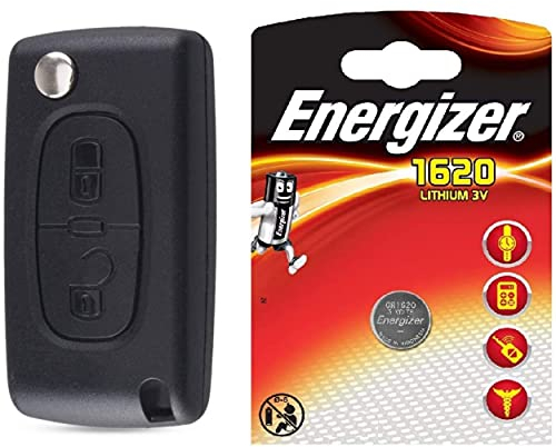 ENERGY01 VA2 CE0523 Key Case Compatible with Peugeot 107 207 307 308 407 2 Button CE0523 Scratch- Blade Battery on Print Circuit + 1 CR1620 Lithium 3V Energizer Battery