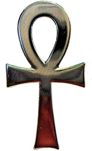 Anstecker, Ankh-Kreuz, Emaille, Metall, silberfarben