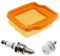 The Lord of the Tools Set of 3 Lawn Mower Air Filter Fuel Filter Spark Glow Plug Kit 4149 141 0300 0000 350 3503 CMR5H Compatible with Stihl SP92C SP92TC KM94R