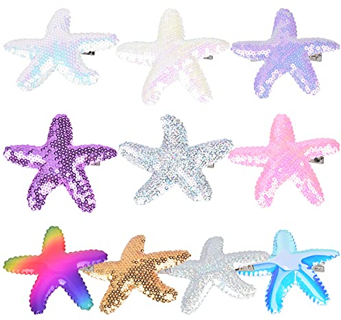 Chstarina Mollette per capelli da bambina 10 pezzi Fermagli per capelli per neonate Mollette per capelli in coccodrillo a forma di stella marina Regali per bambini da 3,5 pollici per bambini e neonati