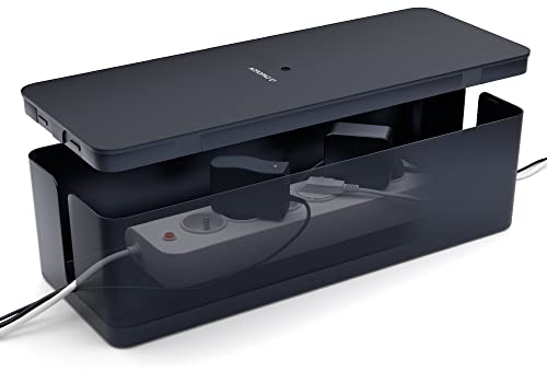 ACROPAQ Scatola porta cavi - Nasconde facilmente cavi e prese, medium (32 x 13,2 x 12,7 cm), impermeabile, antiscivolo - Organizzazione dei cavi senza più grovigli - Nero/Medium