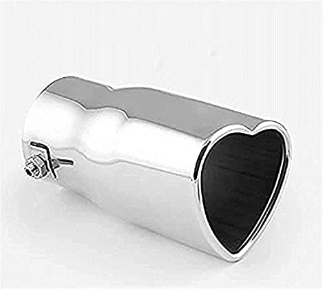 Auto Auspuffblende Universal 2,5-Zoll-Lufteinlass Herzförmiges Auto-Auspuffrohr Schalldämpferspitze Endrohr Edelstahl Verchromtes Auspuffrohr Endrohr Schalldämpferspitze. Auspuff Endrohre(Silber)