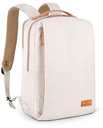 Nordace SIENA 15,6 Zoll Laptop Rucksack für Damen & Herren mit USB-Ladeanschluss Wasserdicht Täglich, Reisen, Arbeit, Schule, Beige, 19L, Reiserucksäcke