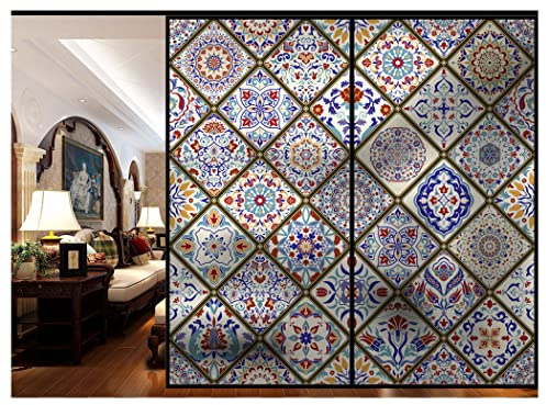 Siunwdiy Sonnenschutz fensterfolie bunt selbsthaftend Blickdicht,Milchglasfolie Sichtschutz Fensterfolie,Statisch Haftend Dekorfolie,ohne Klebstoff Wiederverwendbar zum Bad Duschwand,17,60x120cm